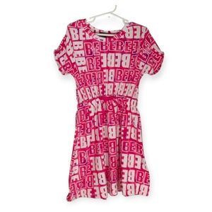 Bebe Pink & White A-Line Dress